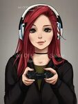 People's Portraits - Gamer by Mari945 Cute girl drawing, Ani